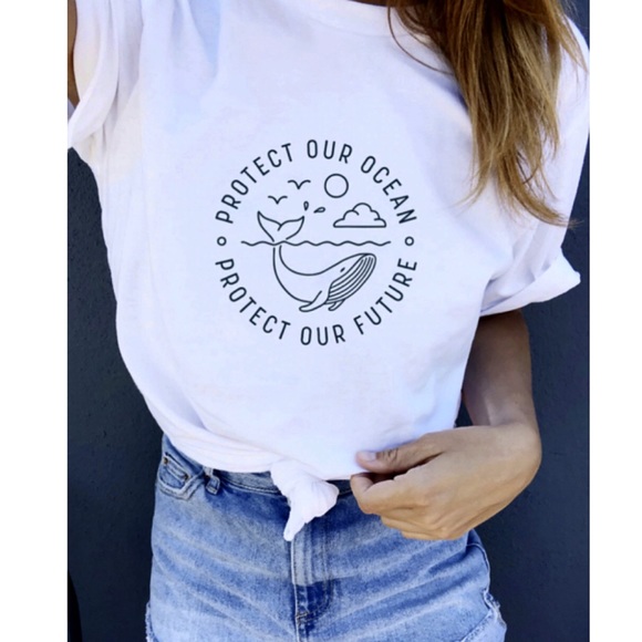 Thegreyhangerr Tops - Protect Our Ocean Tee